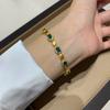 Elegant Vintage-Inspired Handcrafted Bracelet Women With Oval Crystal Bead Copper Base Gold/White Gold/Champagne Finish