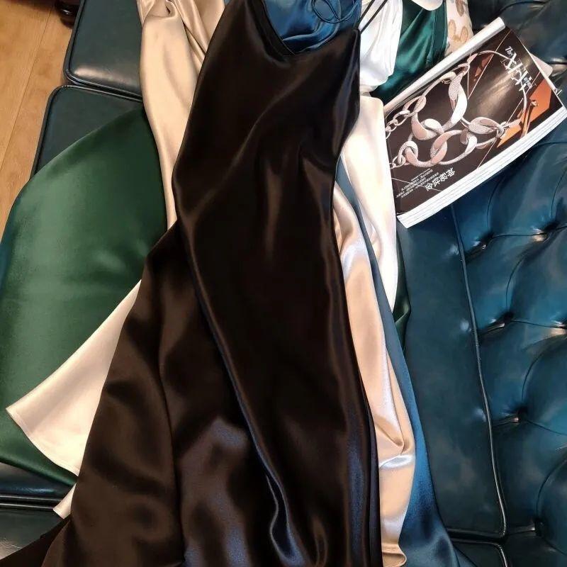 Popular Women's New Tri-acetate Dress Long Satin Suspender Skirt Evening Dresses Long Luxury Womens Formal Dresses