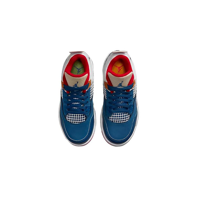Air Jordan 4 Retro PreSchool 'Messy Room' (Unisex) French Blue / White / Gym Red / Pearl White / Chutney / Altitude Green Kids' Basketball Shoes