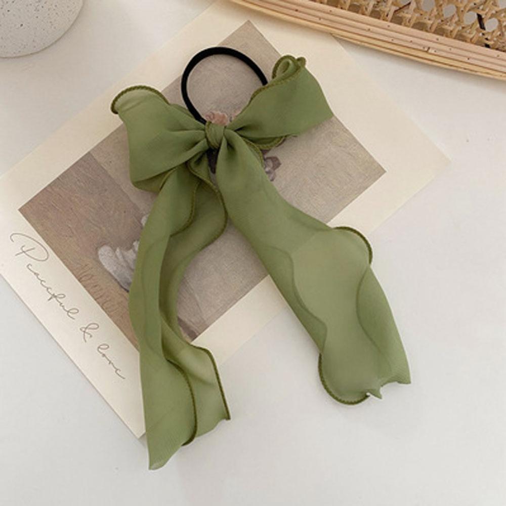 Летние однотонные кружевные резинки для волос из пряжи и ленты, женские резинки для волос с бантом, держатели для хвостиков, резинки для волос для девочек, аксессуары