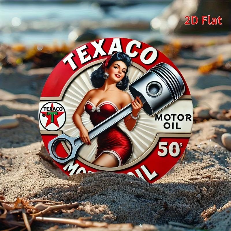 Старинный знак Texaco Oil. 7,8-дюймовый круглый погодостойкий алюминиевый светильник для гаража, крыльца или кофейни.