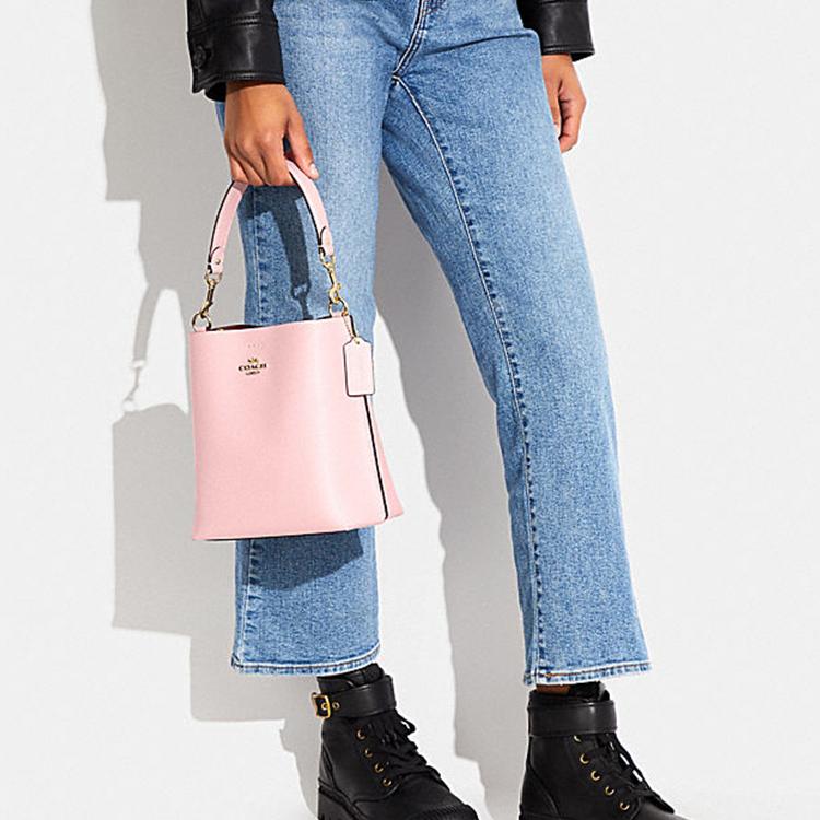 New COACH Mollie Cow Leather Bucket Bags Handbags Shoulder Bag Crossbody Bag Small Size Women's Pink CF433-IMV7Z