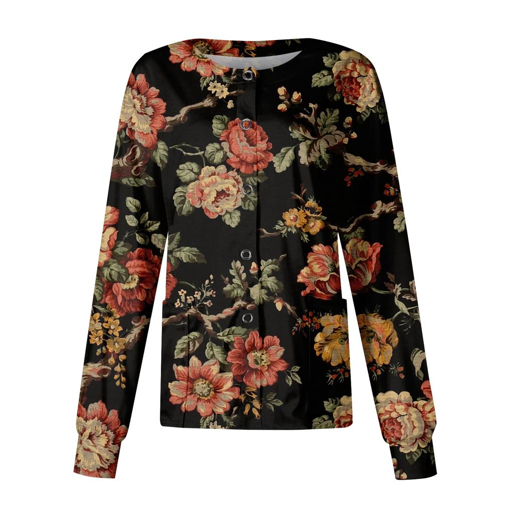 Женский повседневный однобортный однобортный кардиган с длинным рукавом и принтом, рабочая одежда, топ