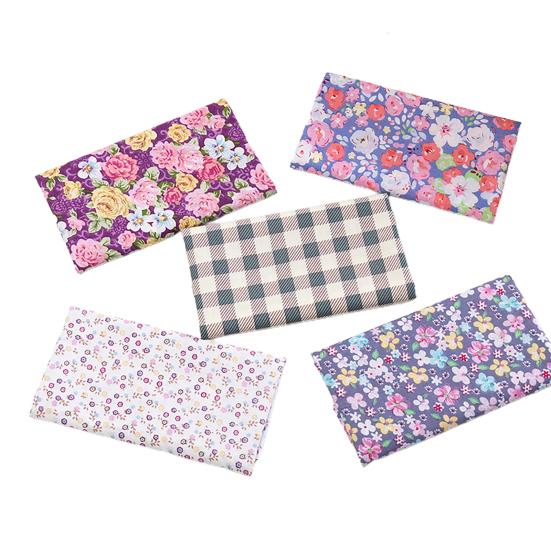 5Pcs/Set Patchwork Cloth Fadeless Abrasion-resistant Breathable Cuttable Washable Floral Printed Twill Needlework Cloth for Sewing Shop