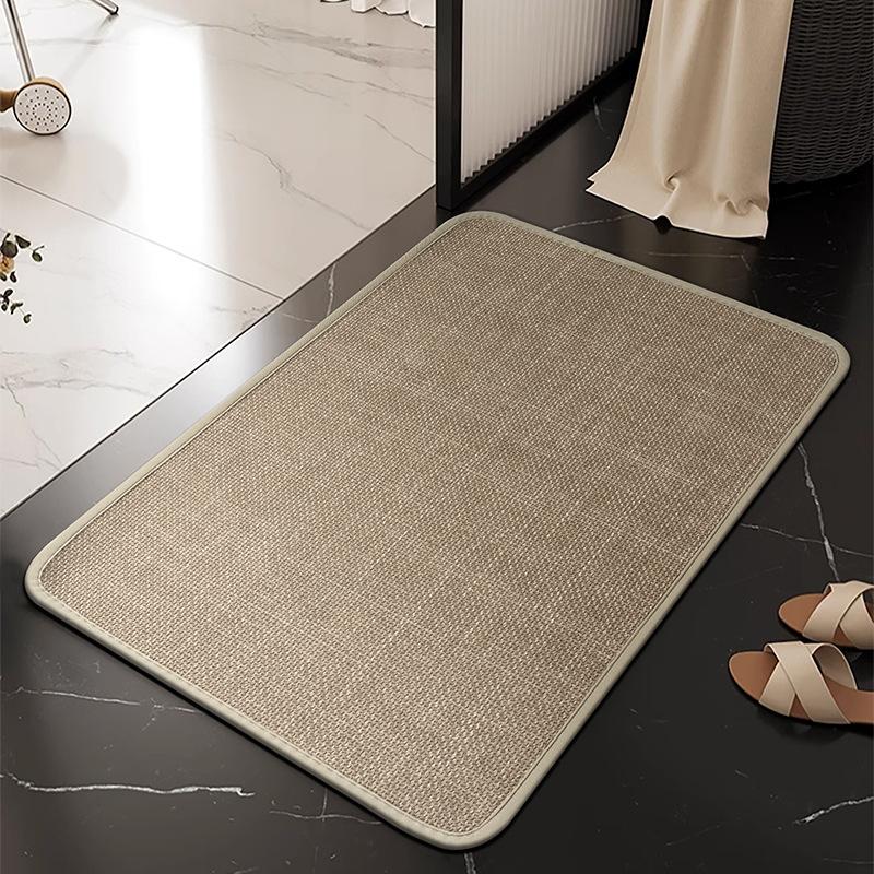 Toilet Solid Color Linen Floor Mat Bathroom Door Water Absorption Non-Slip Toilet Floor Mat Toilet Kitchen Dirt-Resistant Carpet