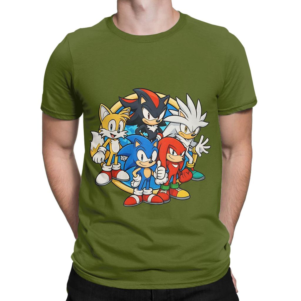 the hedgehogs team Graphic 100 Cotton TShirt sSonic the Hedgehog Tops Tees For Unisex