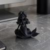 Nostalgie 3D Printed Mermaid Action Figure, Dark Gothic Style Figurine with Matte Black Finish, Movable Joints & Wide Rock Base, Decor for Desk