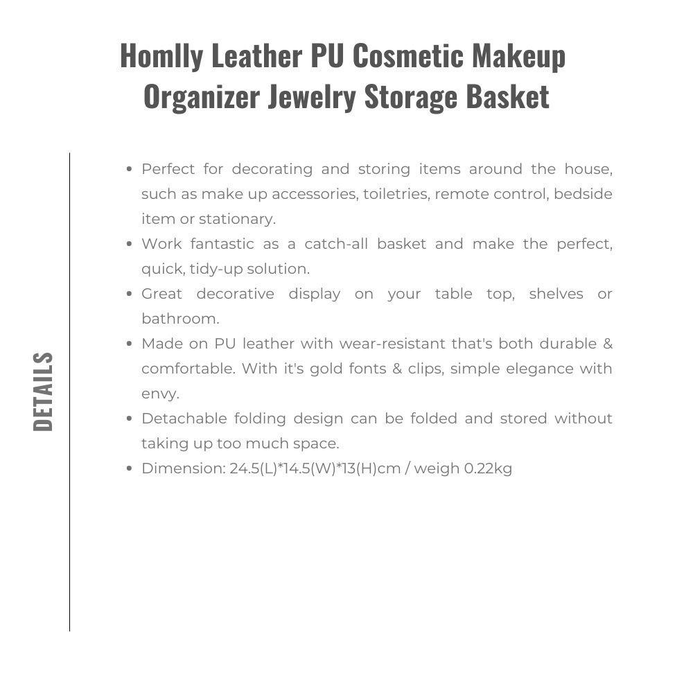 Homlly Leather PU Cosmetic Makeup Organizer Jewelry Storage Basket (3pcs)