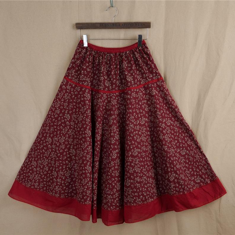 Spring Summer Fashion Women's Cotton Linen High Waist Slim Half Length Temperament Check Print Swing Skirt Plus Size