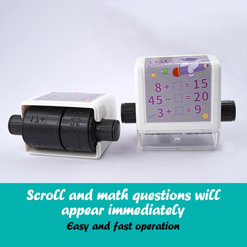 1pcs Teaching Stamp Math Problems Design Fill In The Blank Roller Reusable Student Digital Stamper Within 100 Math Practice