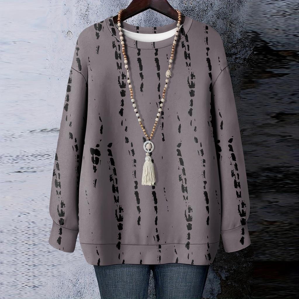 Женская футболка с цветочным принтом, круглым вырезом и длинными рукавами, свитшот