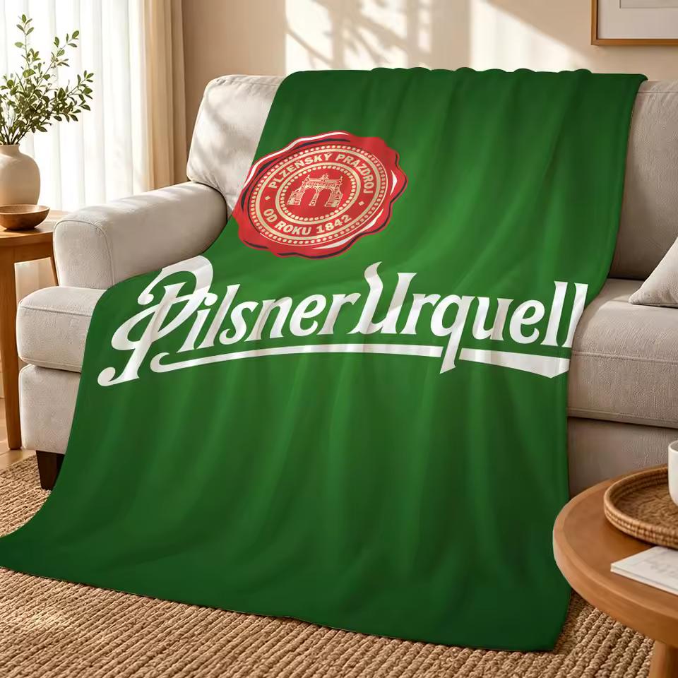 Beer P-Pilsner U-Urquell Throw 240g flannel blanket, suitable for sofas, beds, offices, exquisite gift blankets