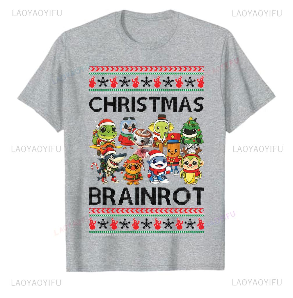 Ugly Lovely Funny Christmas Brainrot Cartoons Tee Shirt Hipster Street Fashion Printed Tshirt Tops Unisex Casual Shortsleev