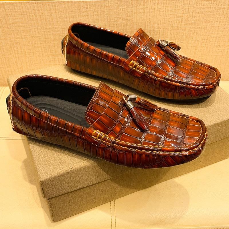 Pacecraft Shoes Men's Driving Loafers, Soft Microfiber Leather with Metal Decoration, Breathable & Comfortable, 4 Colors, Sizes 39-48