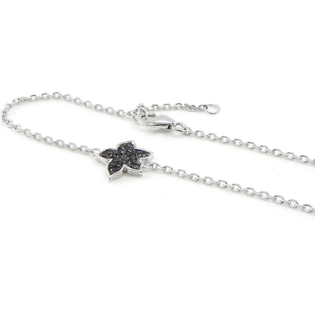 Les Trésors De Lily [I9102] - Silver Bracelet 'Flora' Black Silver (rhodium Plated) - 10 Mm