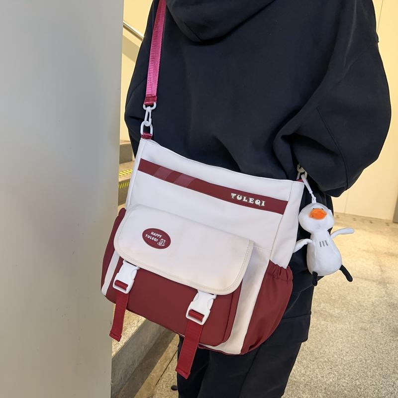 Холщовая сумка через плечо большой емкости, водонепроницаемая нейлоновая школьная сумка для студенток, сумка-тоут на одно плечо