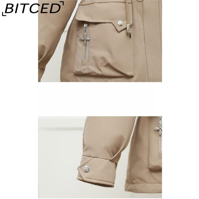 BITCED Winter Thickened Puffer Coat for Women with Waist-cinching, Slimming Fit, Hood and Large Fur Collar for Warmth