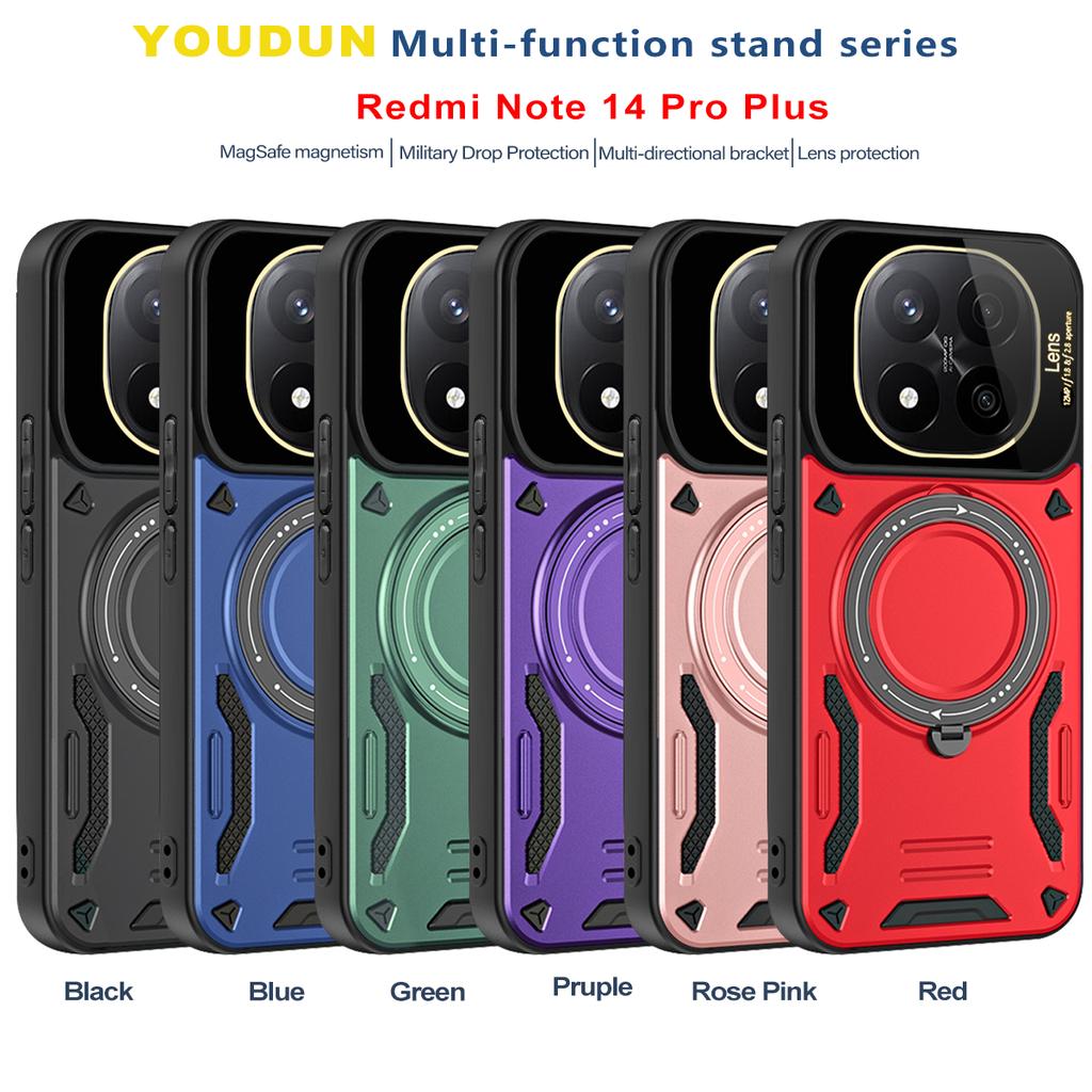 Для Xiaomi Redmi Note 14 Pro Plus 5G Чехол Автомобильный Магнитный Держатель-Кольцо Чехол для Телефона для Redmi Note14 Pro + Plus 5G Бронированная Задняя Крышка