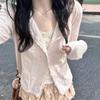 Карманы Женский кардиган с пуговицами Милый тонкий ажурный весенний нежный темперамент корейский стиль с длинным рукавом Мода Y2k Эстетическая фея