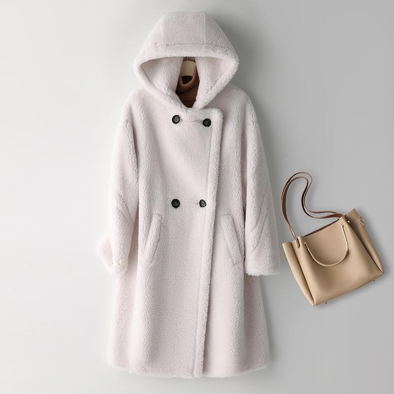 Пальто из плюшевого мишки женское зимнее 2024 года стрижка овец средняя и длинная шуба из ягненка с интегрированным мехом