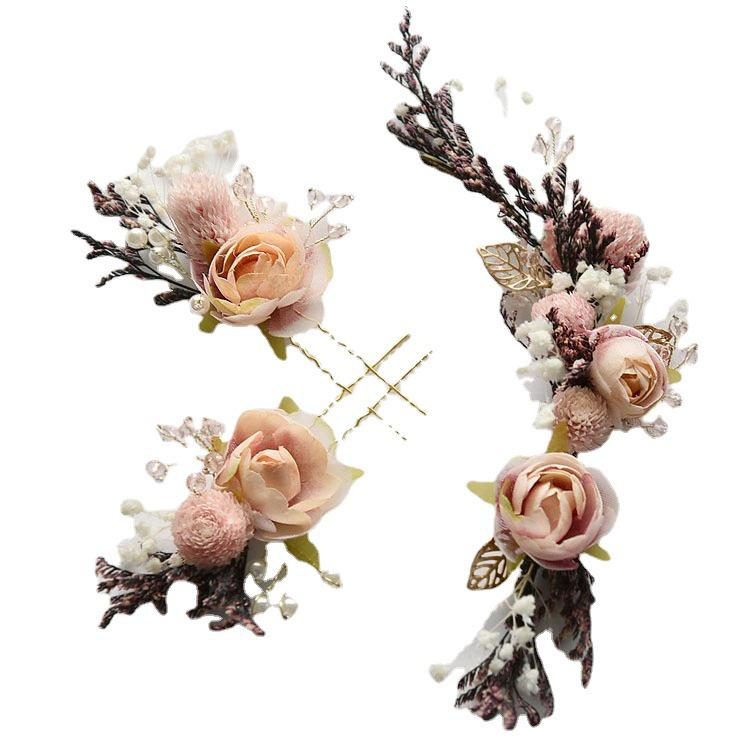 Комплект свадебных аксессуаров для волос из кружева и сухоцветов ручной работы