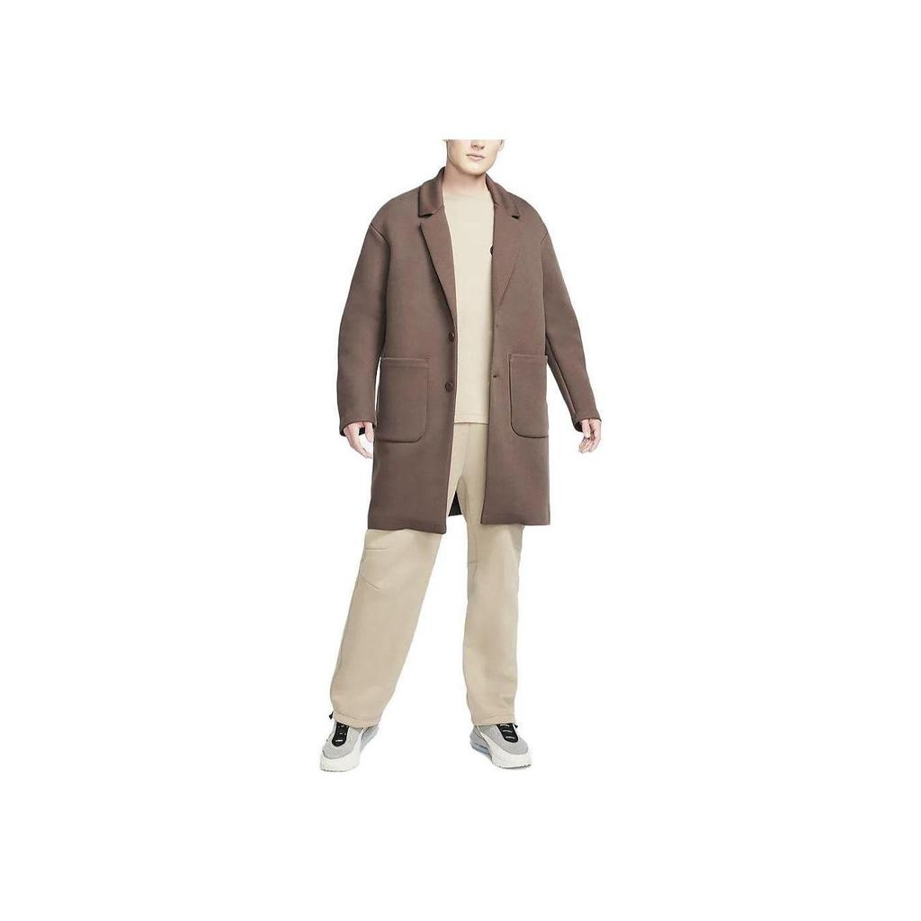 Nike Спортивная одежда Tech Fleece Reimagined Solid Color Suit Воротник Повседневная свободная ветровка Мужская верхняя одежда Baroque-Brown FN0602-237