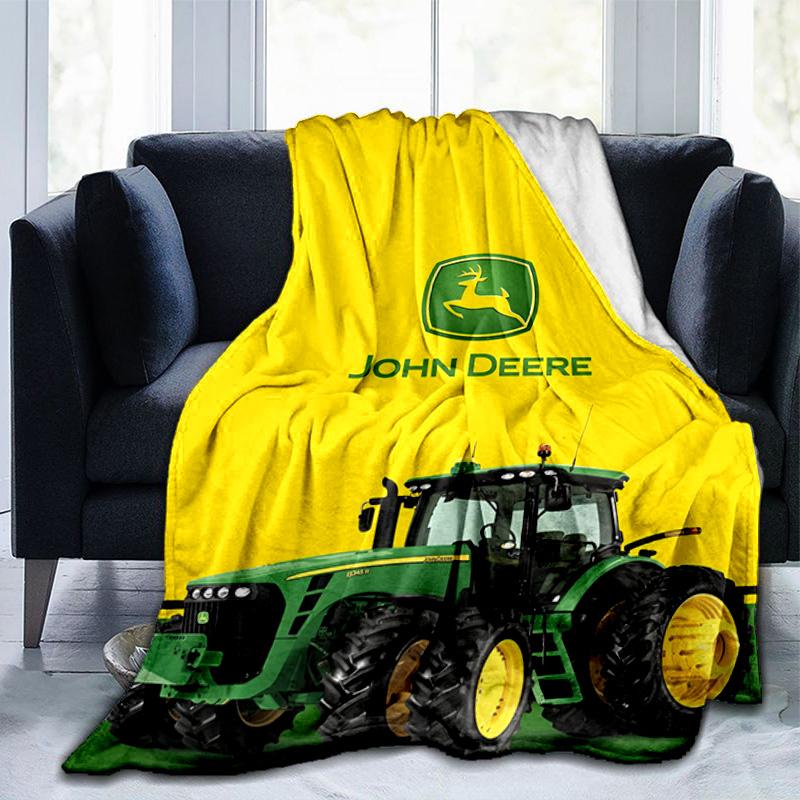 John Deere Logo Design Blanket Suitable for Sofas, Beds, Offices, And Camping - Perfect Gift for Halloween Christmas