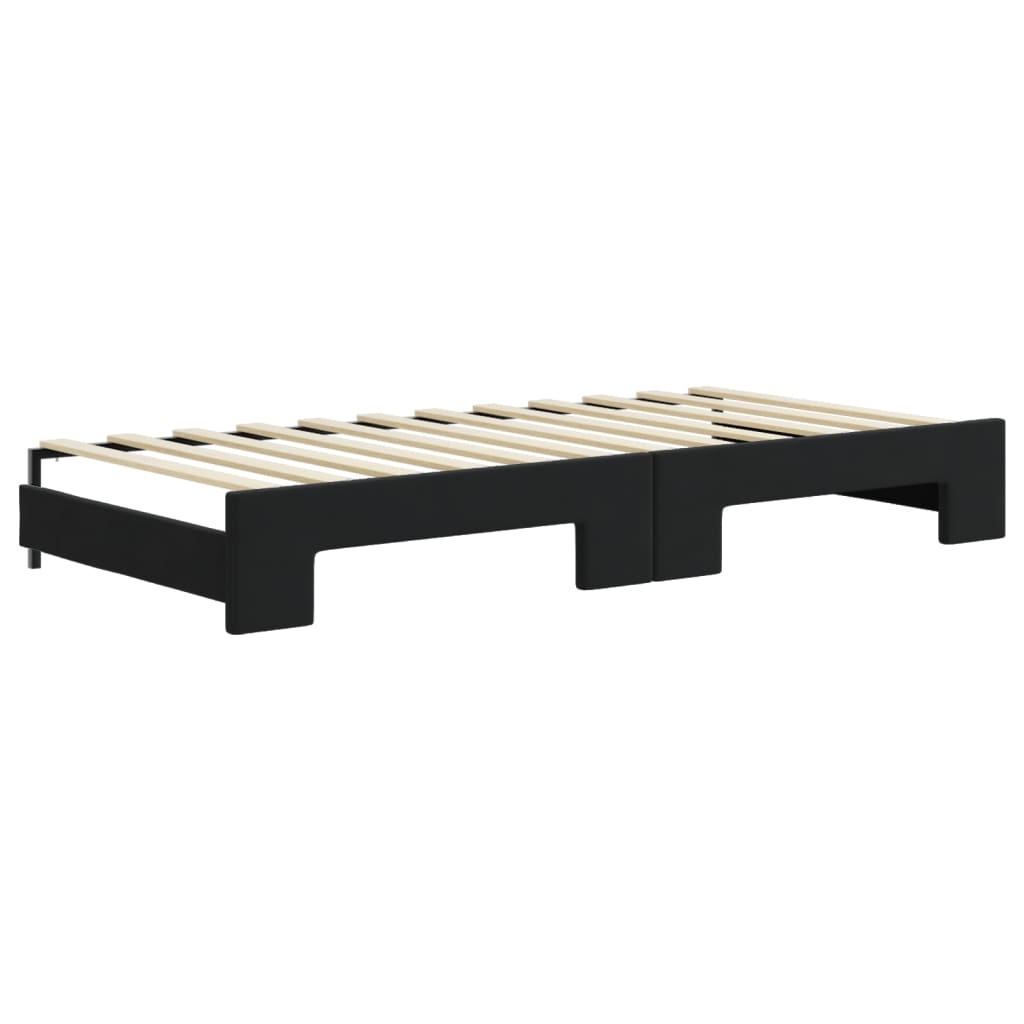 Extendable Daybed with Drawers Black 90x200 cm Velvet