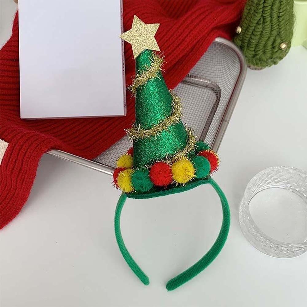 Shiny Sequin Santa Hat Hairband Bright Red Xmas Tree Headpiece Sequin Hair Hoop Family Matching
