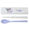 Kamio Japan Kuromi Twin Set, Sliding Chopsticks, Portable Bento Chopsticks, Eco-Friendly, Portable Spoon, 053051