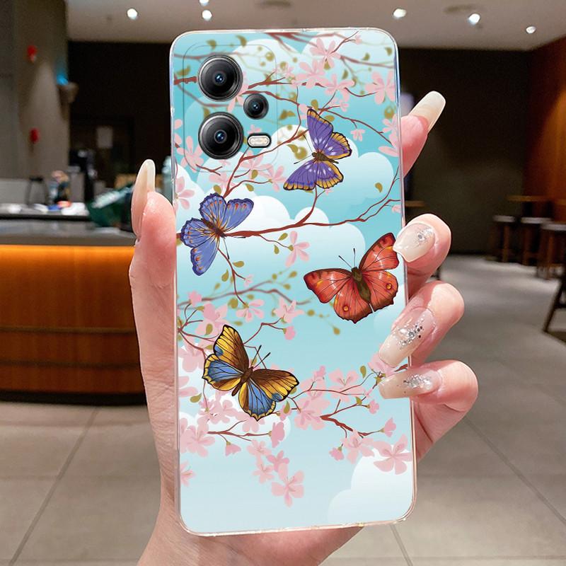 Phone Case For Xiaomi POCO X5 5G/Redmi note 12 5G/POCO X5 PRO 5G Butterfly Protective Casing Transparent Soft Silicone TPU Cover
