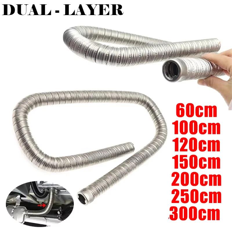 60cm-300cm 22/24mm Dual-layer Heater Exhaust Pipe Parking Heater Fuel Tank Exhaust Pipe Air Heater Tank For Car Air Diesels Heate
