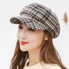 Осенне-зимний новый легкий берет, повседневная модная клетчатая универсальная восьмиугольная шляпа для женщин