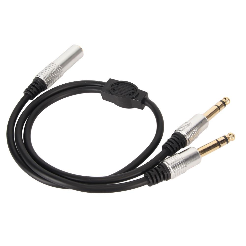 1.6ft 6.35mm Female to 2 Male Cable Plug and Play Speaker Y Extension Cable Audio Equipment