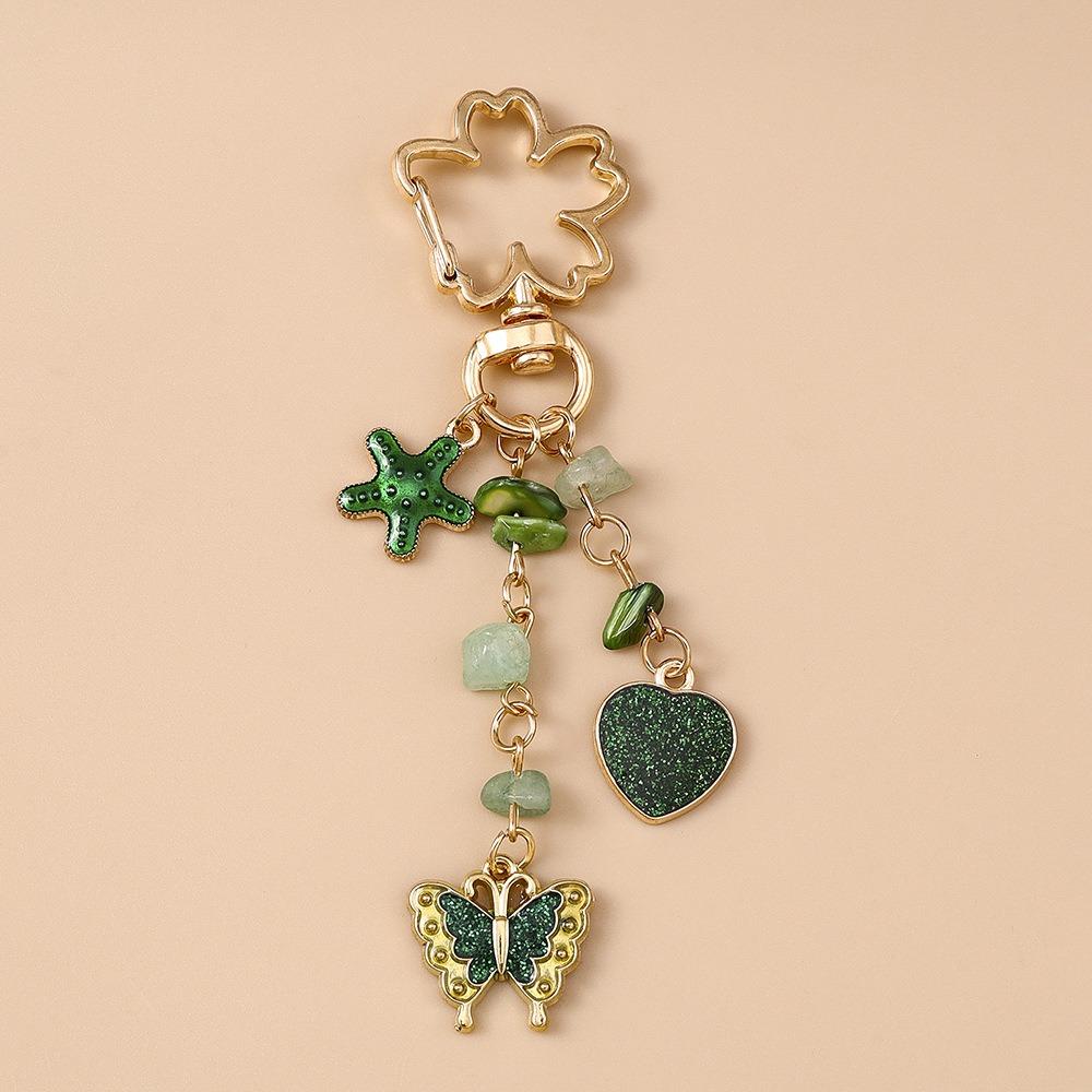 Hanger Enamel Butterfly Keychain DIY Heart Key Ring Cute Flower Pendant Women
