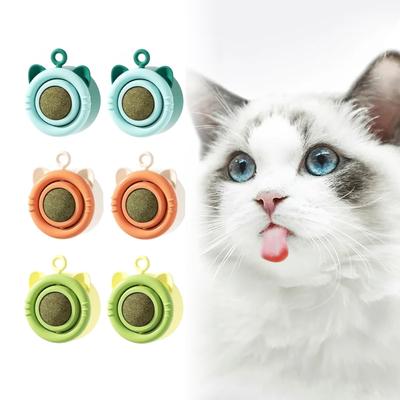Игрушки для кошек Натуральные шарики с кошачьей мятой Вращающийся лизун кошачья мята Настенный шарик-игрушка Чистка зубов Аксессуары для кошек Товары для домашних животных