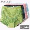 4Pcs/Lot Sexy Hollow Lace High Waist Women's Panties Belly Slimming Hip Lifting Seamless Transparent Mesh Panties
