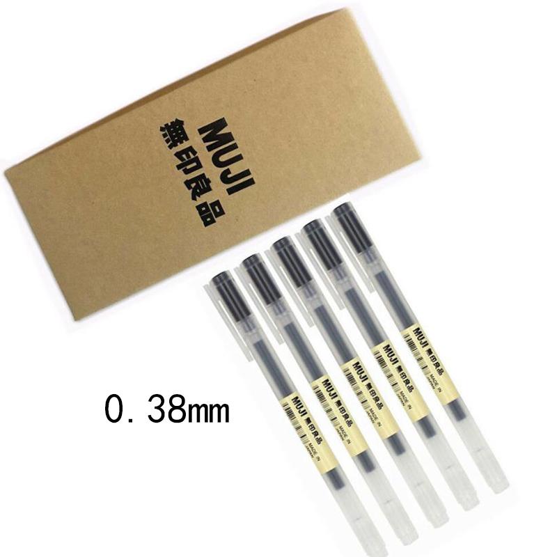 5 шт. Muji Moma Japan 0,38 мм/0,5 мм нетоксичные гелевые чернила-ручки синего/черного цвета