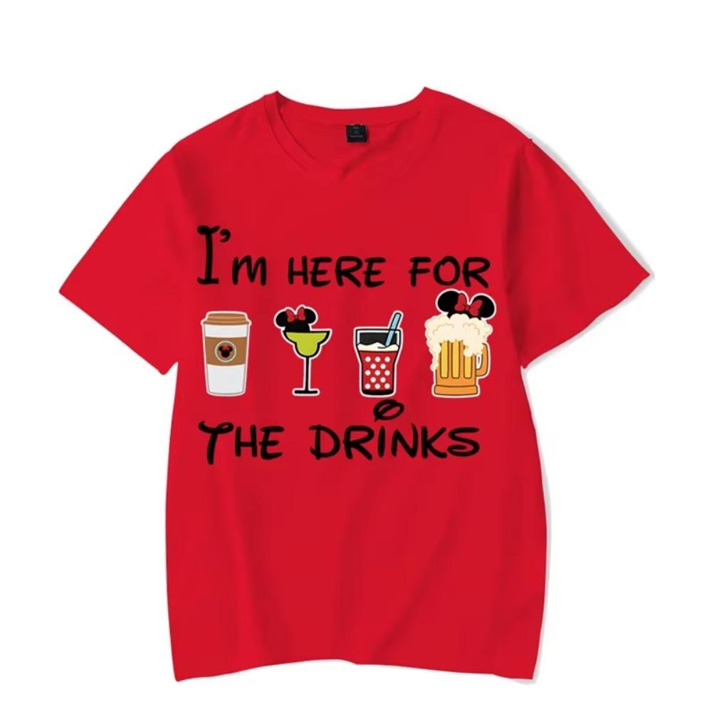 Мужская футболка с коротким рукавом, топы, футболки с принтом "Я здесь только ради напитка", мужская футболка, черные мужские футболки, одежда Харадзюку