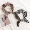 Retro Thousand Bird Grid Printing Imitation Silk Scarf Neck Small Square Scarf Style Imitation Silk High-end Sense Headband