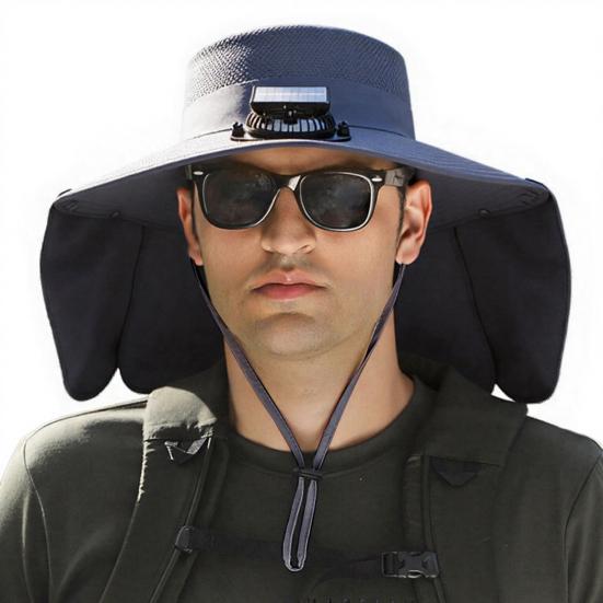 Шляпа с вентилятором, широкополая шаль, шляпа для рыбалки с двухрежимным вентилятором, 3 регулируемых скорости, защита от УФ-лучей, уличная шляпа