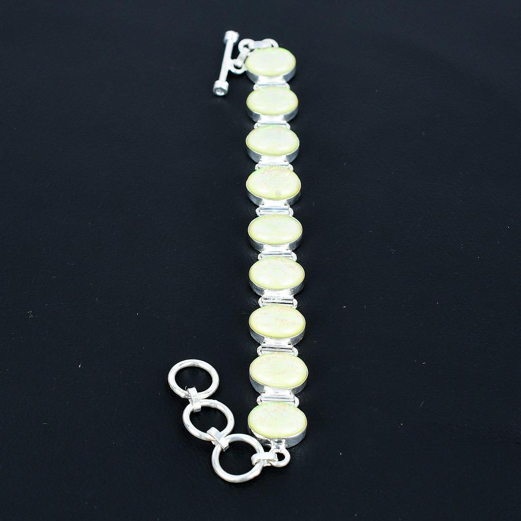 Браслет из желтого огненного опала, браслет из стерлингового серебра 925 пробы, браслет с регулируемой цепочкой, браслет ручной работы в стиле бохо, украшения из желтого огненного опала, подарки