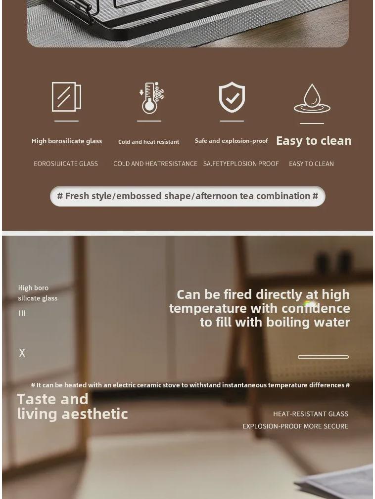 Стильный термостойкий стеклянный чайник с ручкой - большой емкости цветочный чайник для прохладительных напитков