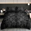 Black Flower Skull Quilt Set Three-Piece High Definition Digital Printing Duvet Set