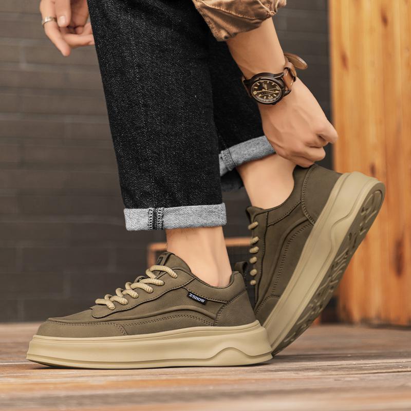 Fashion New Genuine Leather Men Walking Vulcanized Shoes Comfy All-match Outdoor Platform Sneakers Antiskid Casual Lace-up Oxford Shoes