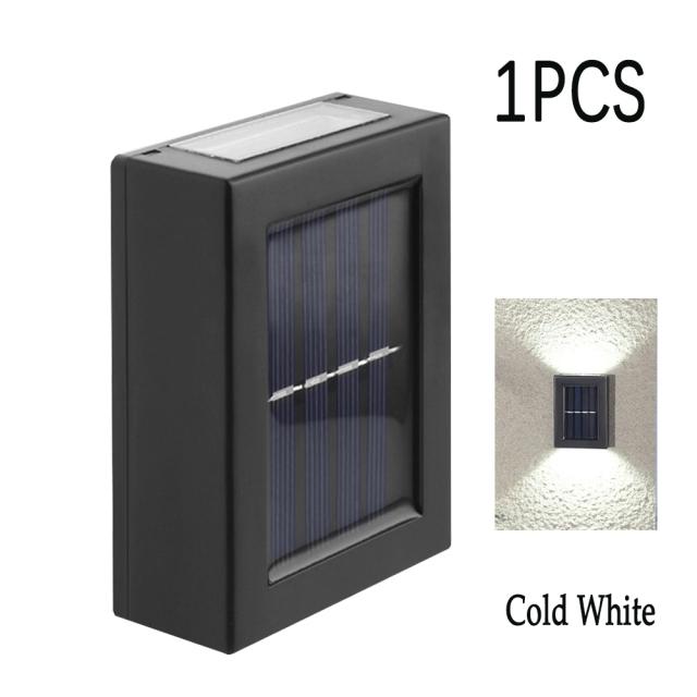 Настенный светильник на солнечной батарее, уличный водонепроницаемый световой светильник вверх и вниз, украшение сада, солнечные фонари, лестница, забор, солнечный свет, лампа
