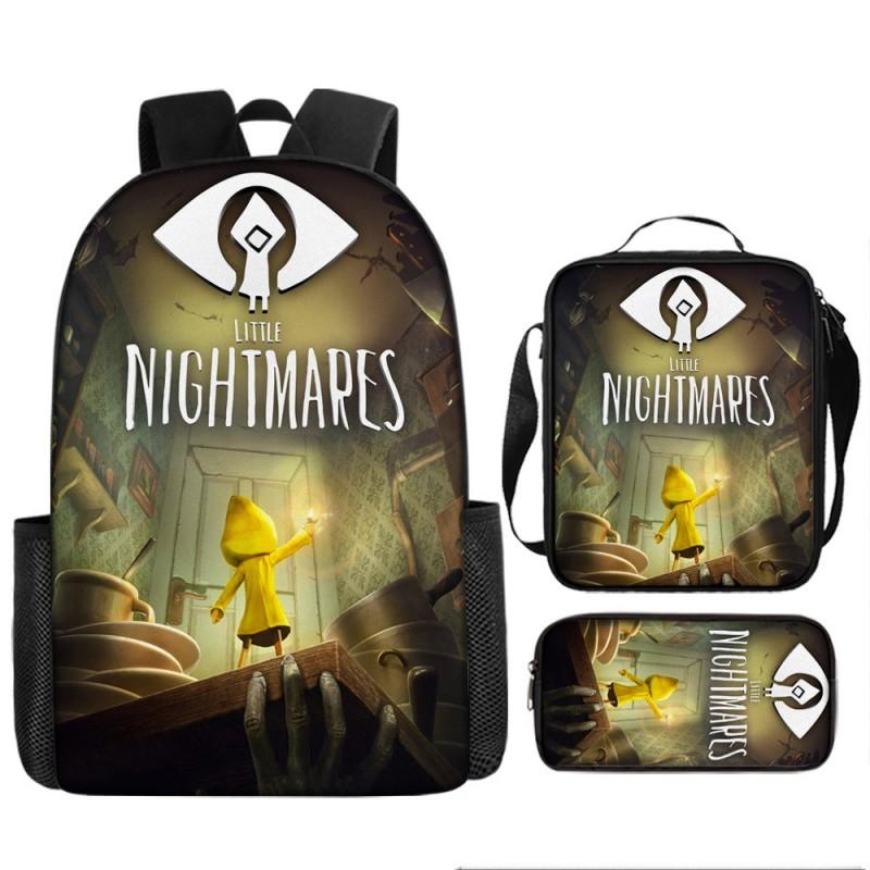 Little Nightmares Anime School Backpack Set Kids - 17 Inch Oxford Fabric Dual-Strap Bag With Crossbody Pouch Pencil Case