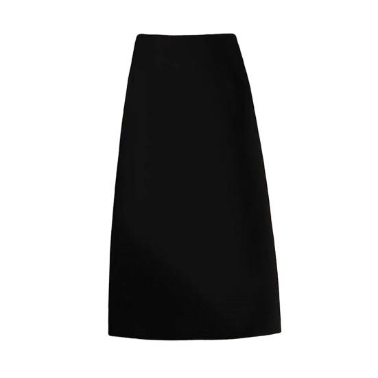 Women Suit Skirt A-Line Style High-Waisted Design Midi Skirt Back Slit