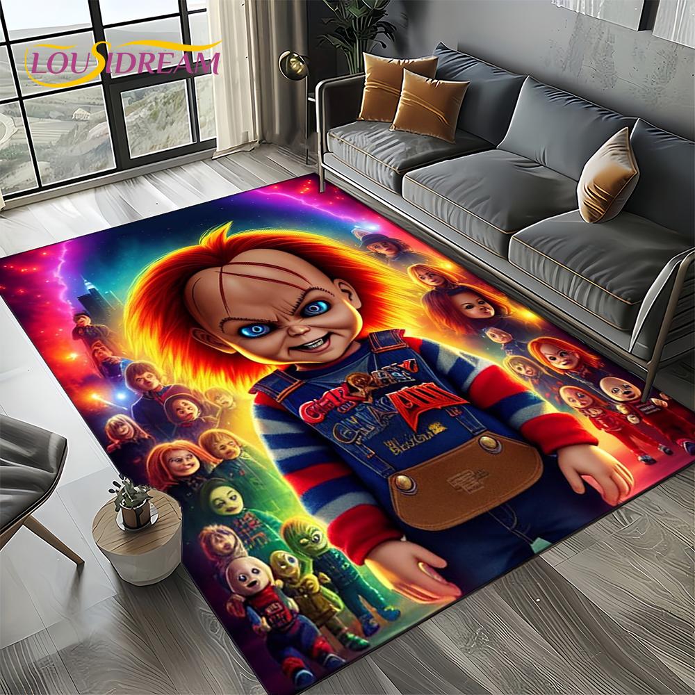 Ковер Коврик Персонаж Фильма Ужасов Чаки Пеннивайз Хэллоуин Пила для Гостиной Спальни Дома Украшение Дивана, Нескользящий Напольный Коврик