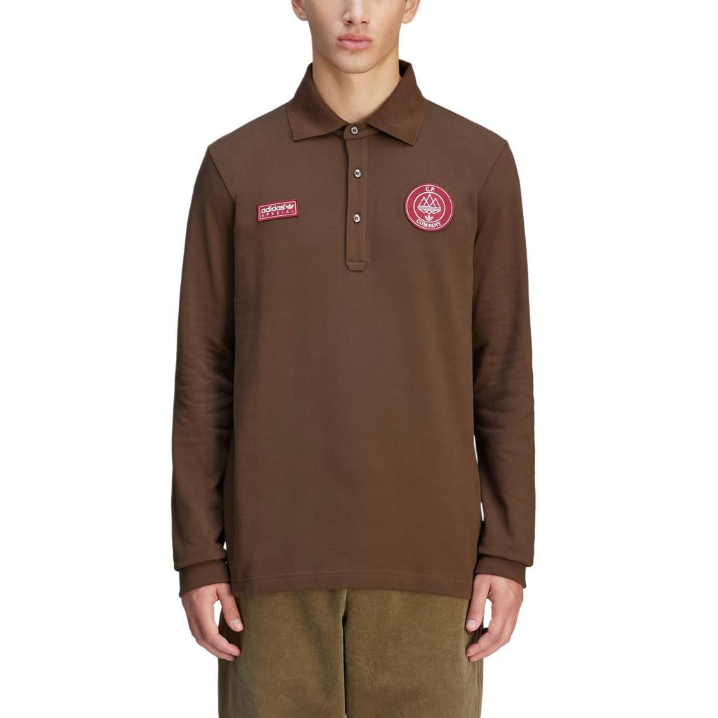 Adidas Originals X C.P. Company Collaboration Casual Simple Long Sleeve Polo Shirt Unisex Tops Brown JE8671